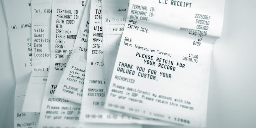 Paper receipts that make expense reporting inefficient